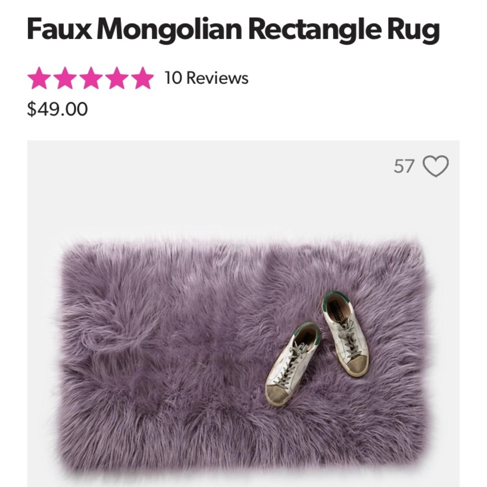 Dormify Purple Faux Mongolian Shag Rug